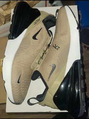 Nike Men’s Air Max 270 Athletic Shoes — Khaki and Black 8